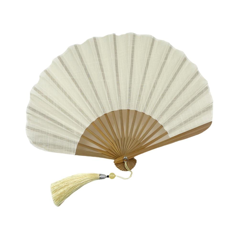 Bamboo Frame Folding Hand Fan Cotton Linen Cloth Retro Handheld Fan Dance Fan Chinese Style