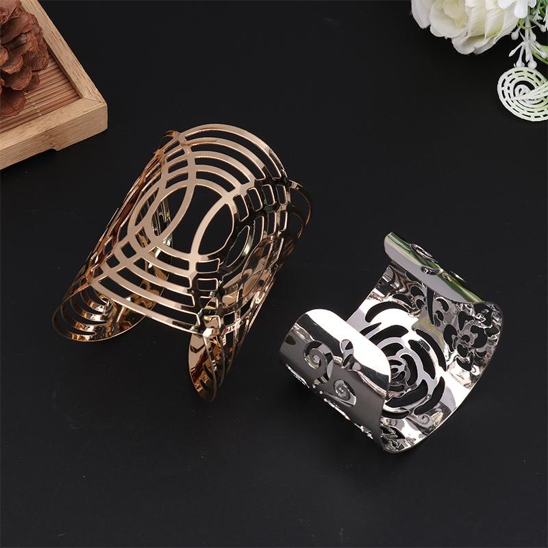 Chunky Wide Metal Bracelets For Women Open Cuff Exaggerated Cuff Bangles Trend Charm Arm Jewelry Gifts