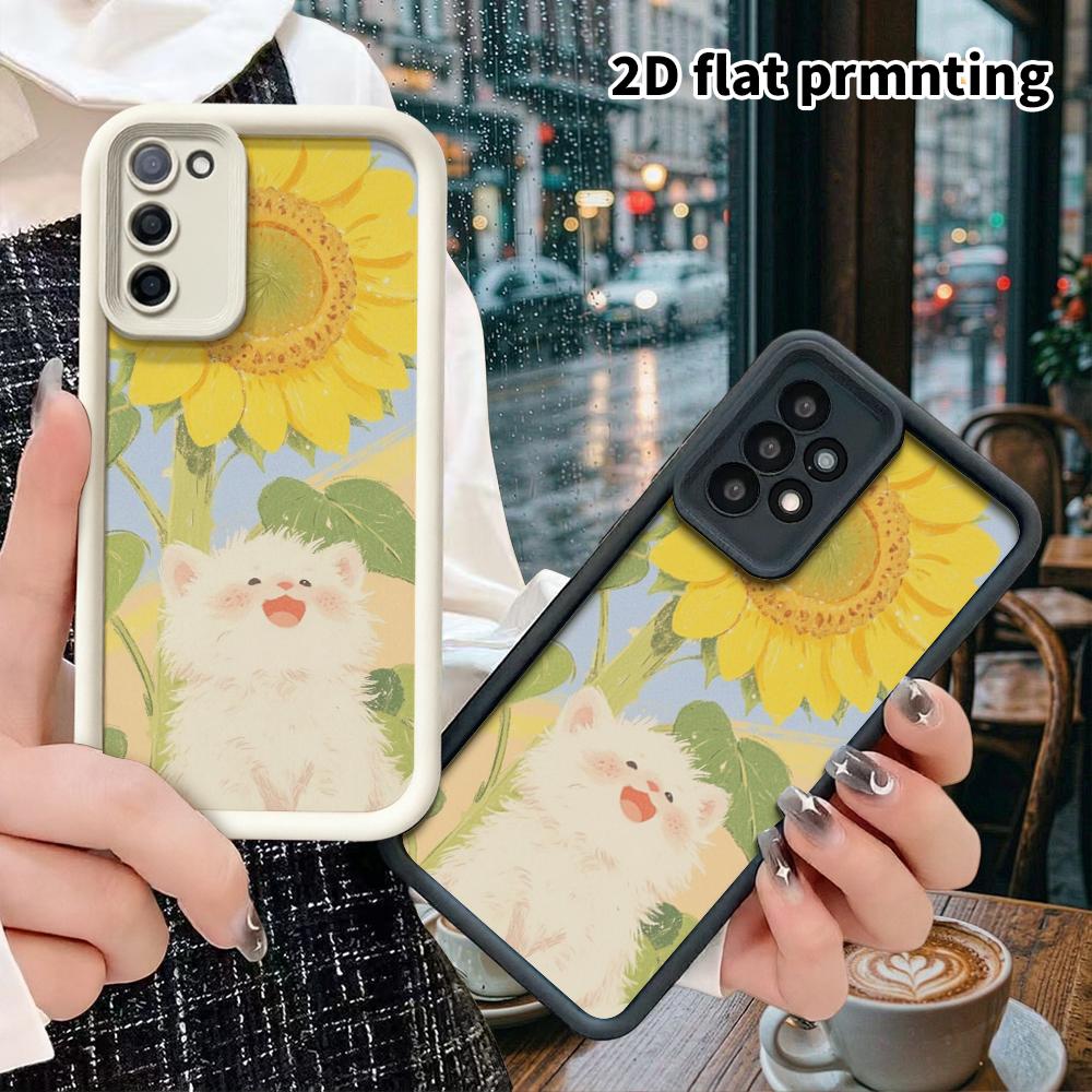 Чехол для телефона: 2D плотный защитный чехол для Samsung Galaxy A34 A35 M05 M06 S20 S22 S21 FE Plus 5G, подсолнух маленький белый кот, идеальный для Рождества и Хэллоуина