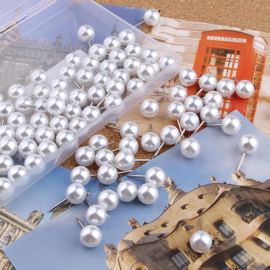 20/40 Pcs Pearl White Push Pins Thumb Tacks for Decorative Wall Bulletin Board Corkboard Map Calendar Photo Hanging