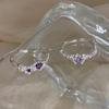 S925 Silver Adjustable Geometric Purple Ring For Women Chic Fashion Vintage