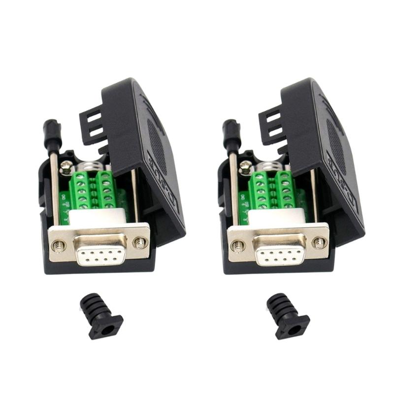 2pcs DB9pin Serial Port Terminal Adapters 9Pin Male and Female Solderless Industrial Contacts Connectors