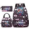 3Pcs/set Anime Kpop Printed Backpack Handbag Pencil Case for Teenger Student Girl Boy Schoolbag Kid Bookbag Large Capacity Travel Bag Gift