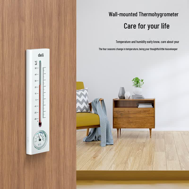 Deli 9013S Wall-Mounted Thermometer Hygrometer