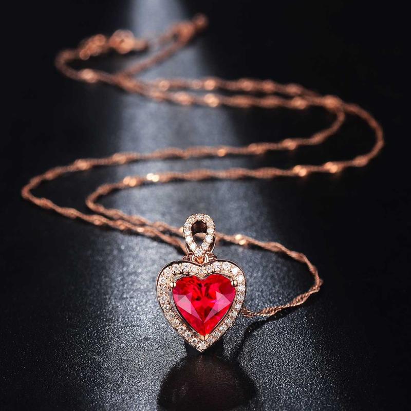 BELLA BOX Новая модная подвеска в форме сердца Love красного цвета розового золота, женская цепочка на ключицу, ювелирные изделия для женщин, очаровательная свадебная помолвка