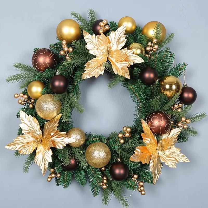 Factory Christmas Wreath Door Hanging Decorative Vine Snowfall for Mall Entrance Stair Handrail Pendant Bell Artificial Flower