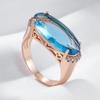 Синий большой циркон роскошные женские кольца золотые индивидуальные украшения овальные геометрические кольца аксессуары