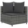 VidaXL Garden Lounge Set 4 Pcs with Grey Cushions Wicker, Outdoor Sofa Set, Garden Corner Sofa, 3308362