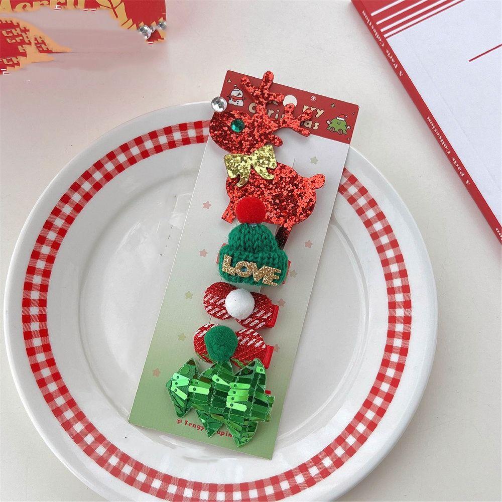 Рождественский Декор Рождественский Набор Заколок для Волос Оленьи Рога Пайетки Детские Рога Зажим для Волос Рождественская Шляпа Звезда Детский Бант Заколка для Волос