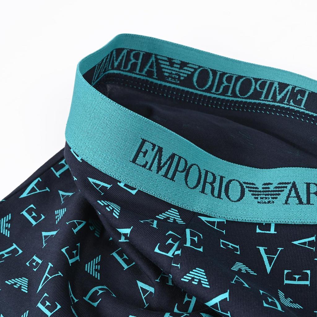 Emporio Armani XL Boxer Solid Color with Logo Set of EM000260 AF10800 Made In Men's Briefs, Print, 3, Blue, MB148, Italy.