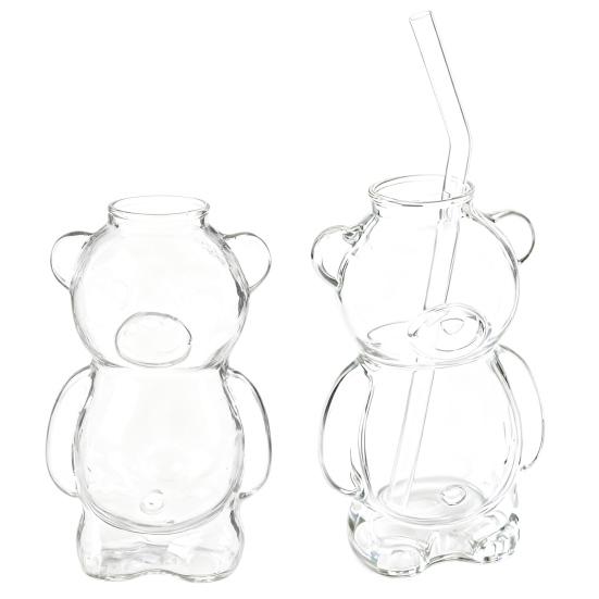 12 унций Стеклянная кружка в форме медведя Милая кружка для кофе с медведем Многоразовая посуда для пива, вина, коктейлей для дома, бара, кухни, ресторана, вечеринки