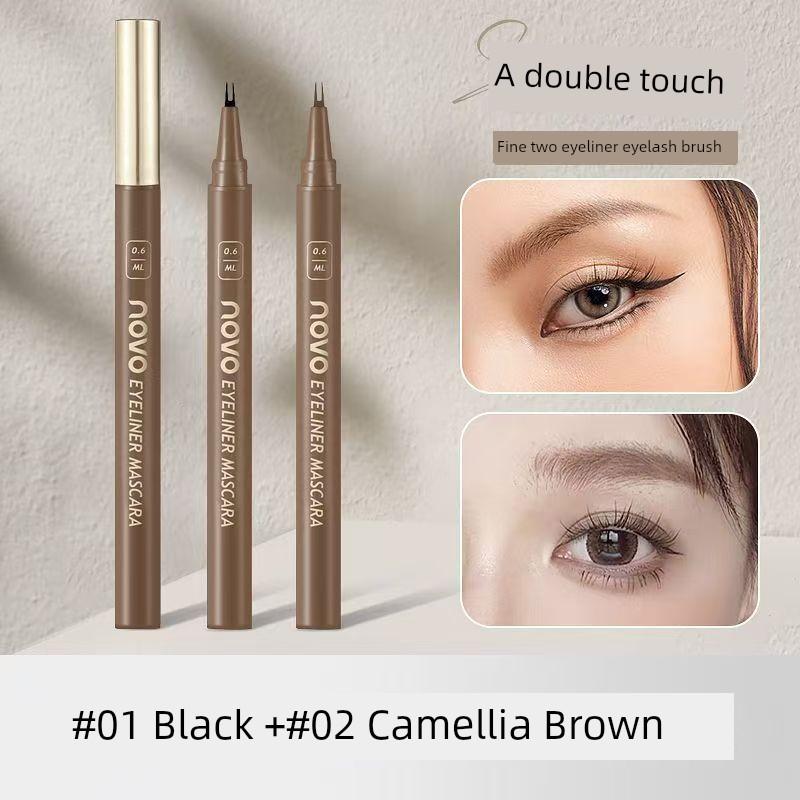 Novo Double Tip Eyebrow Pencil Waterproof Sweat-Proof Makeup Lasting Smooth Distinct Look Eyeliner Eyebrow Pencil Not Easy to Smudge Beginner