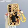 KEYSION Shockproof Case for Infinix Hot 60i 60 5G with Lanyard Soft Silicone Cute 3D Cartoon Doll Phone Back Cover for Infinix Hot 60 Pro+