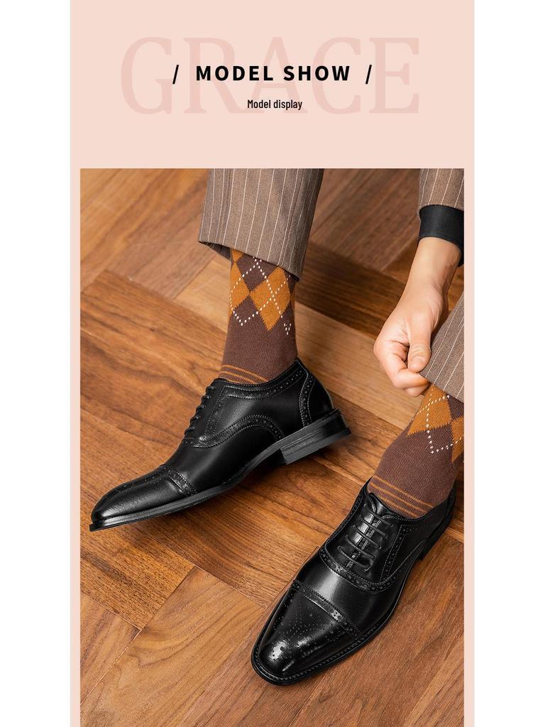 Новые осенние мужские кожаные деловые оксфорды броги — модные, дышащие, готовые к свадьбе.