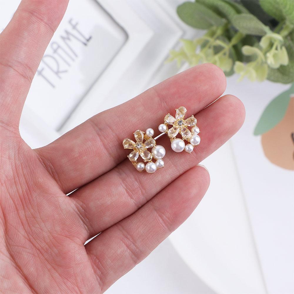 Цветочные мини-жемчужины Простые элегантные модные украшения Серьги-цветы Серьги-гвоздики с жемчугом