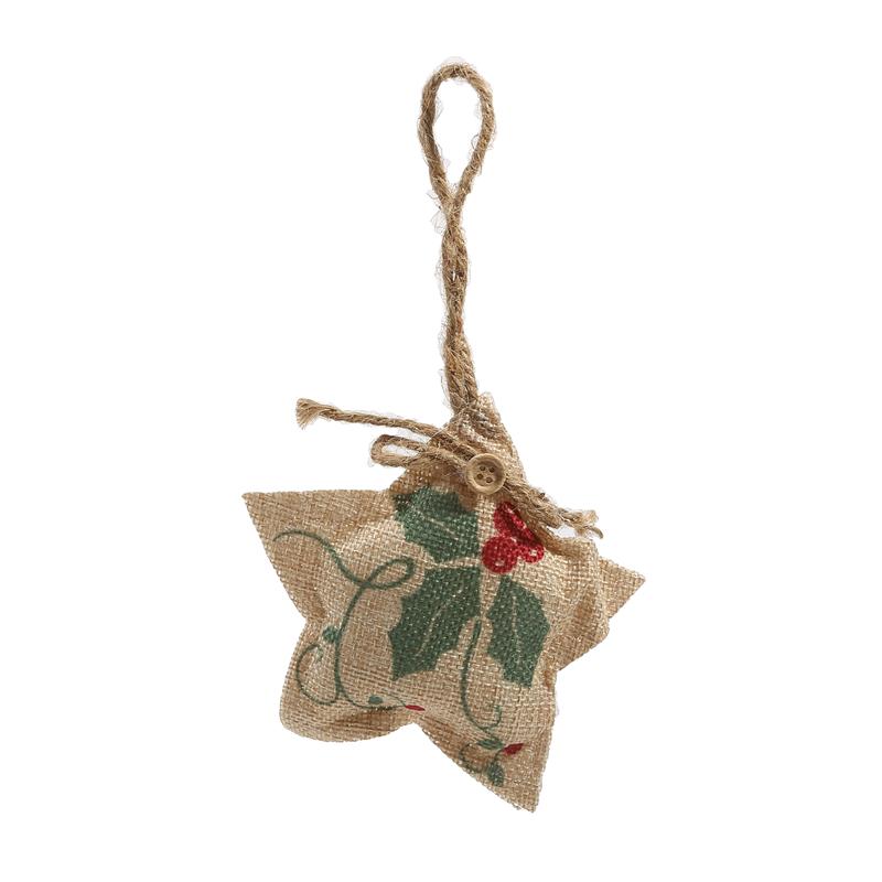 Рождественские льняные подвески, украшения для елки, торговые центры, маленькая печатная композиция в виде пятиконечной звезды, реквизит для вечеринок