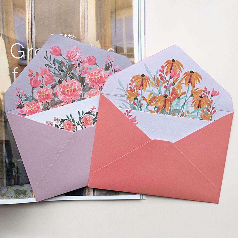 Wedding Greeting Invitation Card Floral Pattern Paper Love Note Letter Envelopes Set Printed Flower