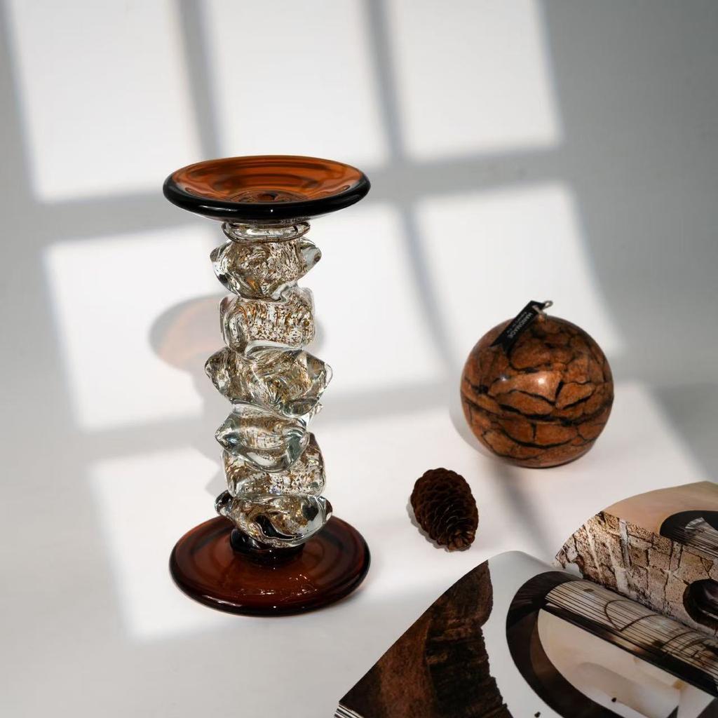 Glass Candle Holder Irregular Transparent Glass Splicing Candelabrum Candlestick Wedding Table Home Decoration Accessories