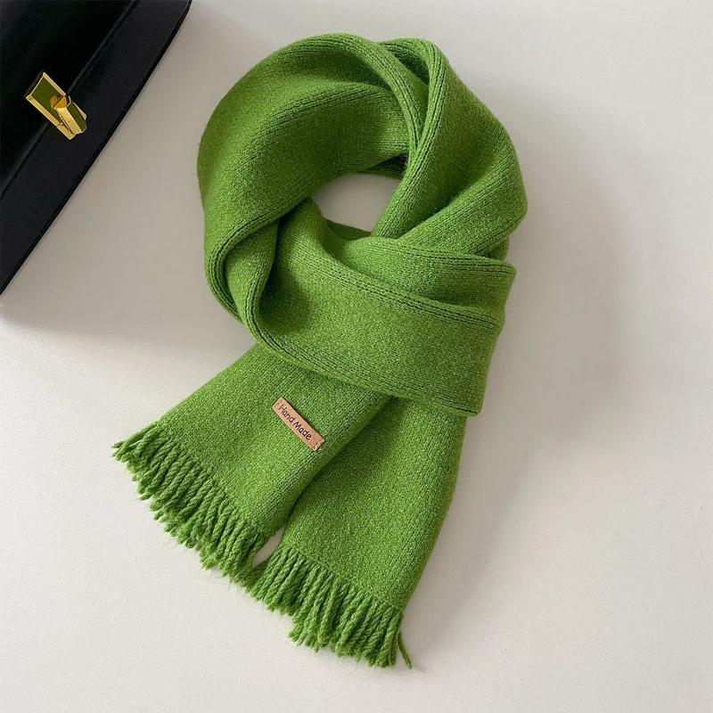 2024 New Autumn and Winter New Solid Color Tassel Simple Yarn Scarf Shawl Dual-use Warm Scarf for Women