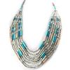 [N1665] - Designer Necklace 'Kilimanjaro' Turquoise Beige Silver