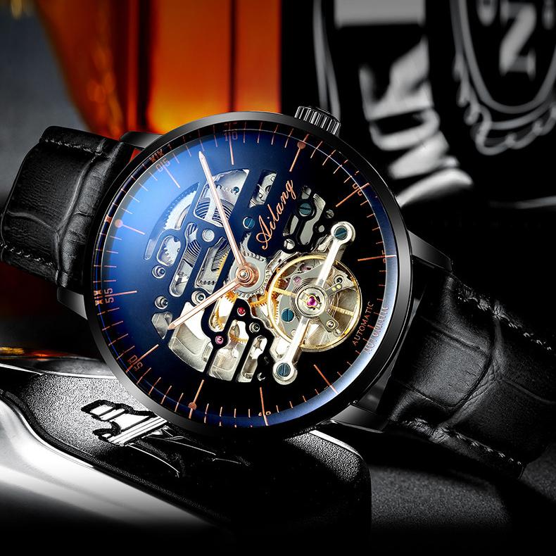 AILANG Мужские часы Водонепроницаемые полые полностью автоматические механические часы Производитель мужских часов