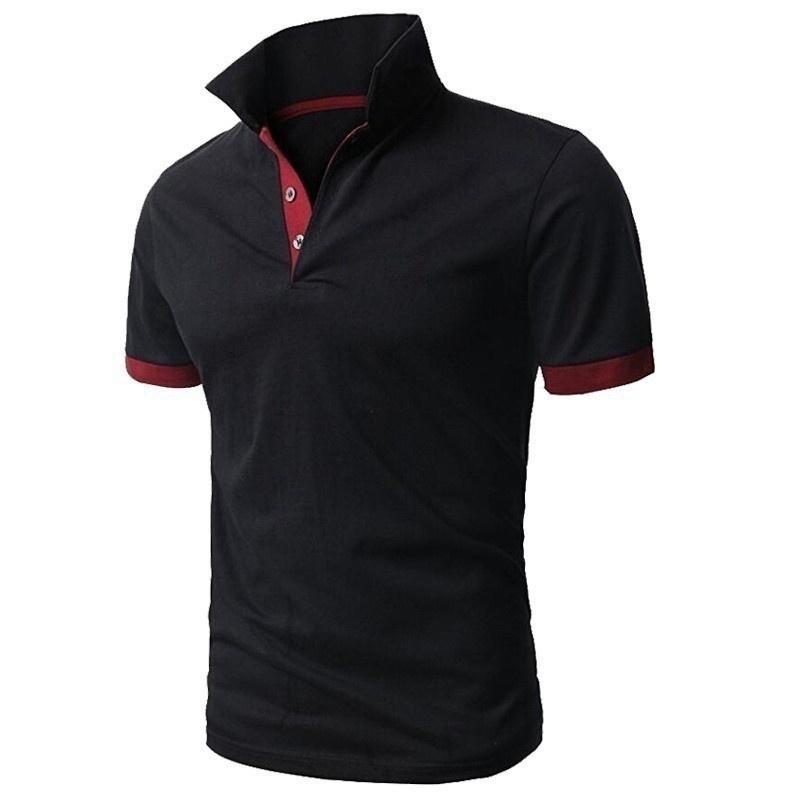 MaleWardrobe Fashion Polos Summer Men's Slim Lapel Solid Color T-Shirt