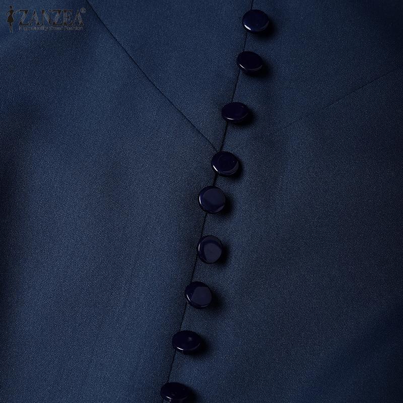 ZANZEA Женское модное платье А-силуэта с элегантным повседневным дизайном, воротником-стойкой и рукавами 3/4