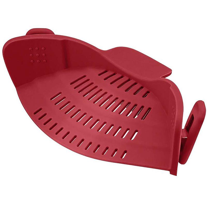 Silicone Kitchen Strainer Clip Pan Drain Rack Bowl Funnel Rice Pasta Vegetable Washing Colander Draining Excess Liquid Univers