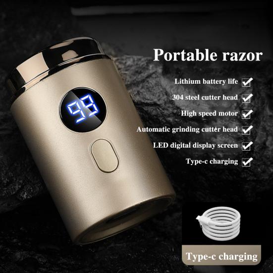 Мини-электробритва с ЖК-дисплеем, USB-перезаряжаемая, водонепроницаемая, для влажной и сухой езды, портативная мужская бритва для бороды, инструмент для удаления волос