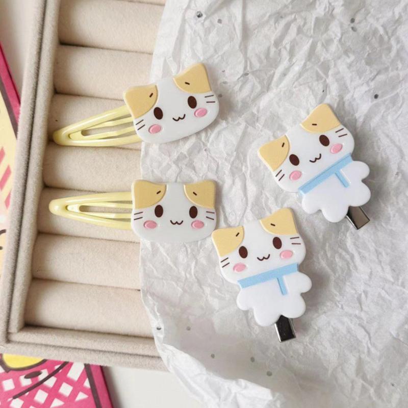 2 шт., заколка для волос с изображением кота Fuwa Nyanko, каваи, заколка для волос, милые зажимы Bb, заколки с милыми животными, зажим в виде утконоса, аксессуары для волос