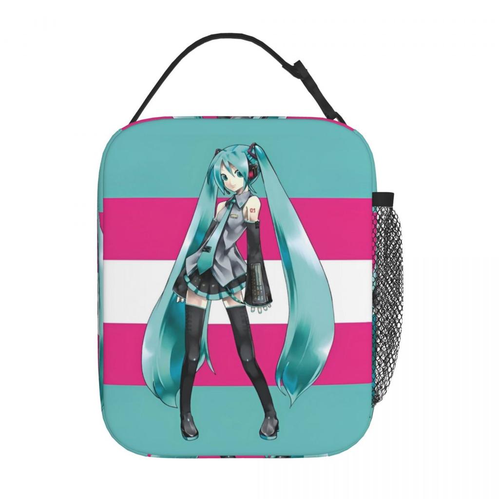 Hatsune Miku Cartoon Insulated Lunch Bags Leakproof Meal Container Cooler Bag Tote Lunch Box College Travel Food Handbags