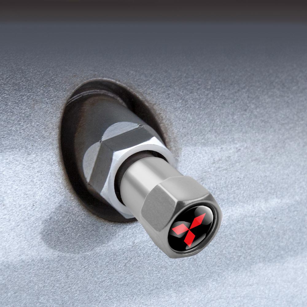 djsc4 4Pcs Metal Car Wheel Tire Valve Stem Cap Accessories For Mitsubishi 9 Ralliart EX ASX L200 Colt Outlander Pajero Lancer Eclipse