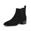 Cow Suede Nubuck Winter Round Toe Chelsea Boots Med Heels Slip On Basic Design Metal Rivets Women Ankle Boots