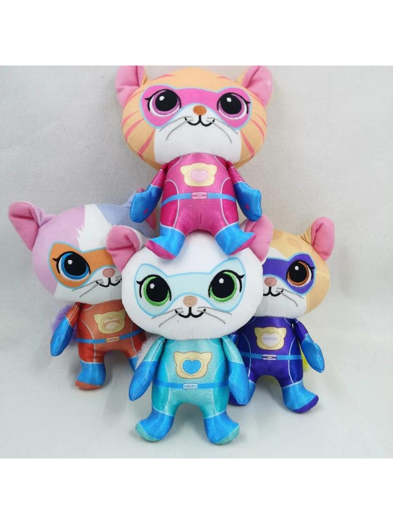 Crystal Super Soft Plush Toy Doll Blue Kitten Green Kitten Yellow Kitten Toy Super Kitties Team Anime Plush Toys doll Kids gift
