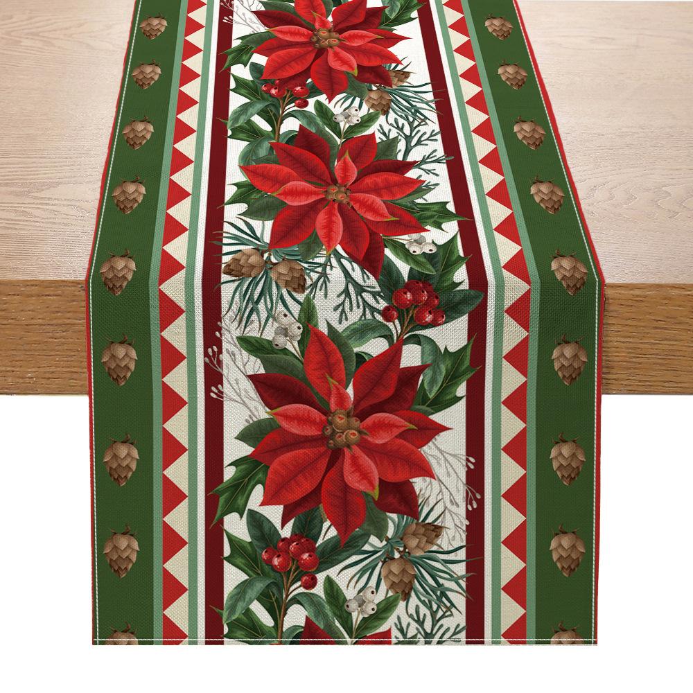 Table Runner New Christmas Decoration Creative Printing Table Decoration Cloth Christmas Holiday Kitchen Tablecloth