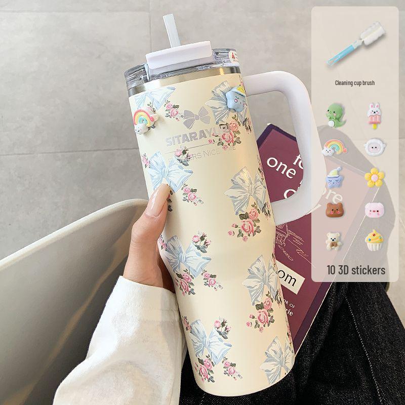 High-Capacity 316 Stainless Steel Insulated Straw Cup with Handle - Stylish New 2026 Design for Women