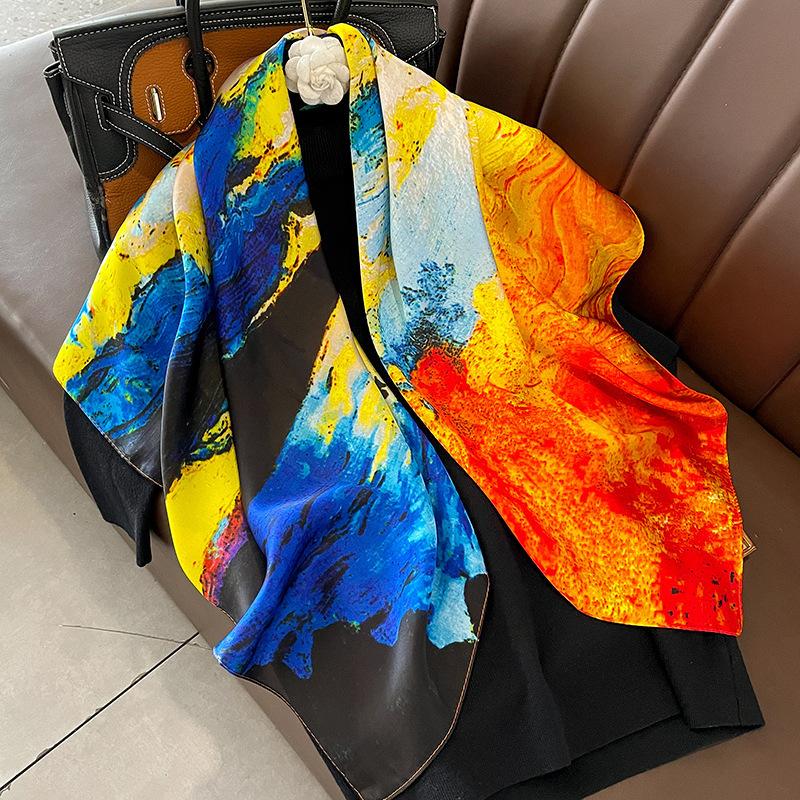 Классический шелковый шарф Женский модный квадратный шелковый шарф