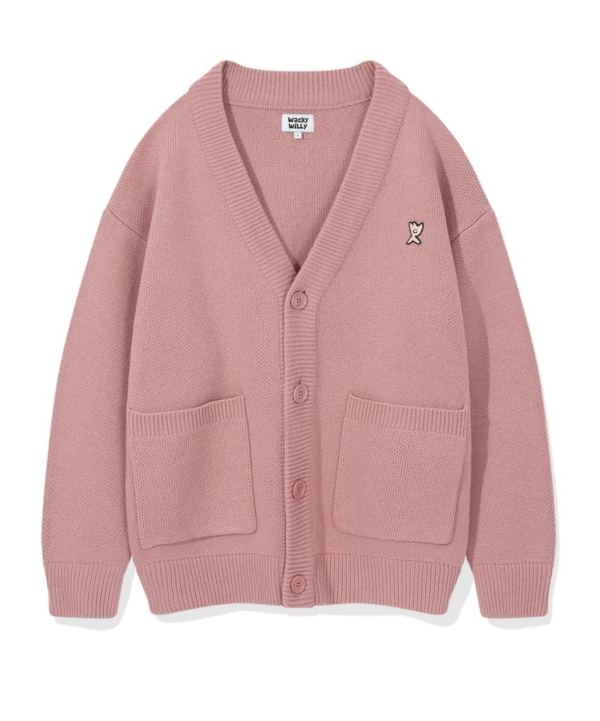 Wacky Willy Basic V-Neck Cardigan Pink