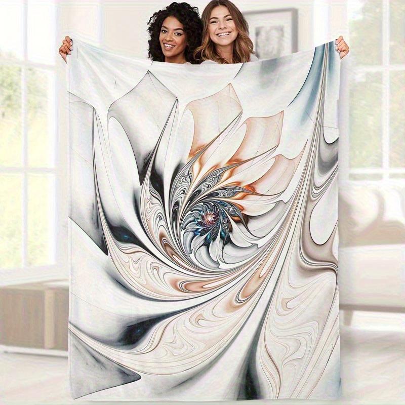 Abstract Spiral Art Print Fleece Blanket Modern Design Soft Cozy Throw Home Decor for Living Room or Bedroom Gift for Art Lovers