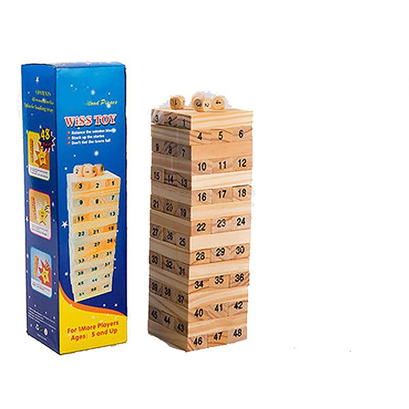 Solid Wood Puzzle Fun Stacked Height Tower Building Blocks Jenga Parent-Child Interactive Board Game Family Entertainment Toy