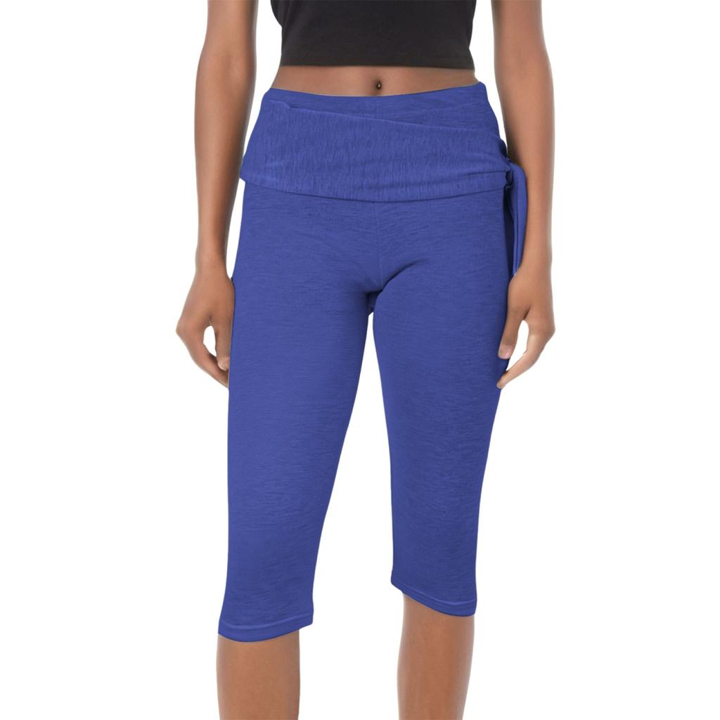 Женские облегающие брюки с низкой посадкой, эластичным поясом и двумя укороченными леггинсами, повседневные штаны для йоги с подъемом бедер
