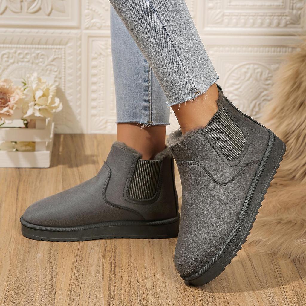 2024 Women's Thick Velvet Cotton Winter Slip-On Snow Boots - Large Size, Fashionable & Comfortable