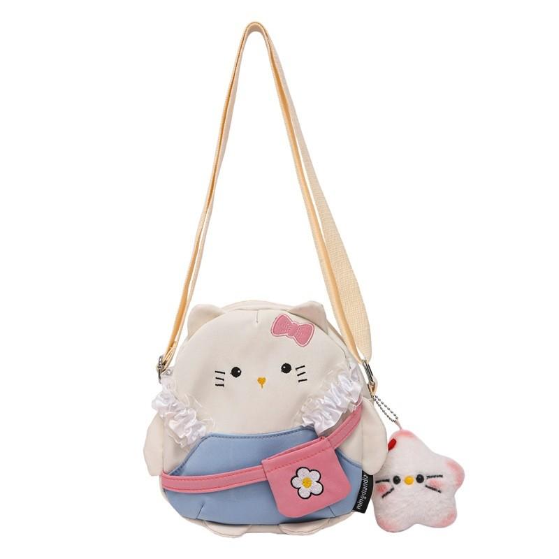 Kids Nylon Cat Backpack Colorful Options Casual Wear Light Load Reduction