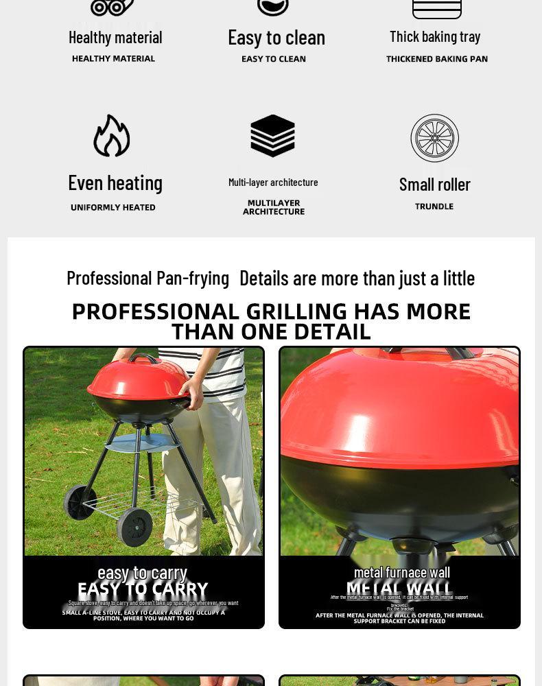 Portable Outdoor Apple BBQ Grill for Camping and Courtyard