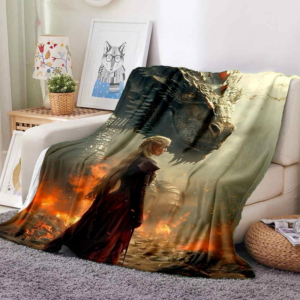 Dragon Woman Flannel Blanket Throw Blanket Soft Warm Sofa Bed Camping Home Decor Unique Christmas Gift C9211424