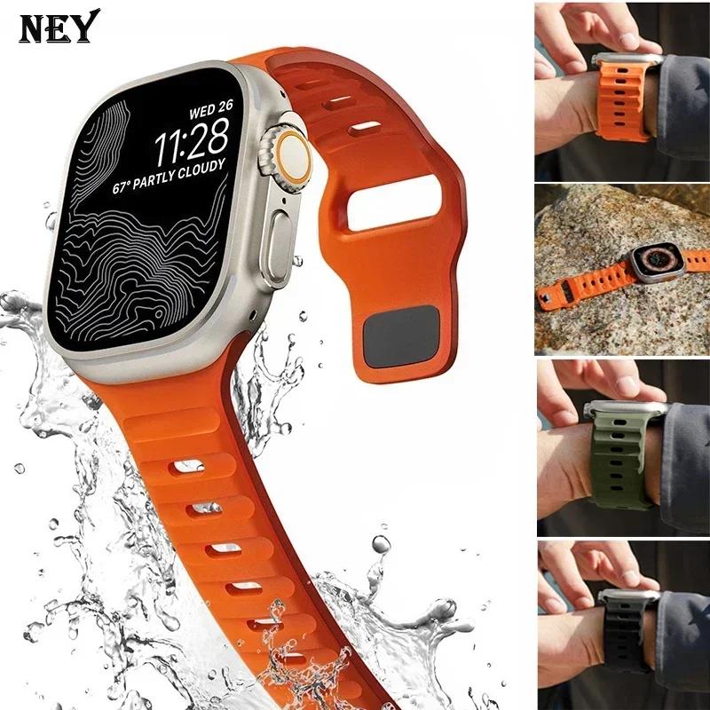 Спортивный ремешок для Apple Watch Ultra band 49 мм 45 мм 40 мм 44 мм 42 мм 41 мм 38 мм Силиконовый браслет с отверстием для воздуха iWatch Serie 8 7 6 SE 5 4 3
