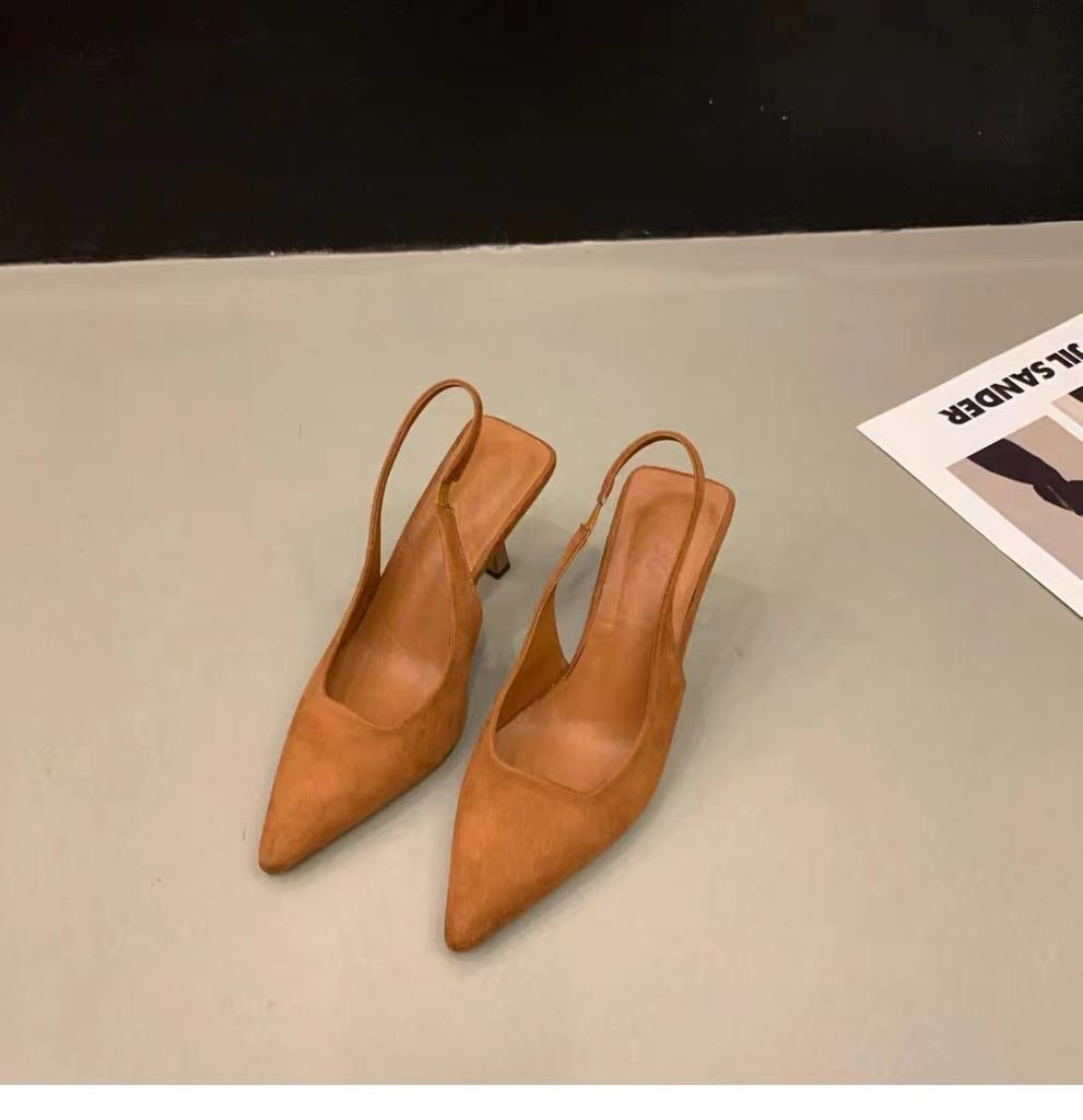 Черные универсальные босоножки на высоком каблуке с заостренным носком 2025 года, французские светские босоножки на высоком каблуке, женская верхняя одежда