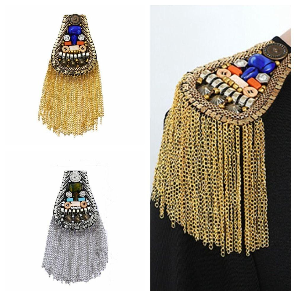 Brooch Fringe Shoulder Mark Shoulder Flash Beads Epaulette Retro Tassel Chain Shoulder Board Girl
