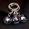 Luminous Scorpio Virgo Crystal Keychain: Double-Sided Glass Pendant Metal Keyring