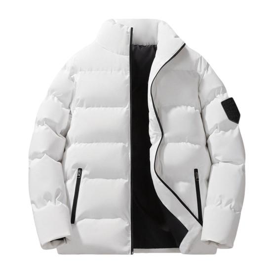 Мужское хлопковое пальто с воротником-стойкой, длинными рукавами, застегивающееся на молнию, утолщенная хлопковая куртка с боковыми карманами, однотонное утолщенное зимнее стеганое пальто